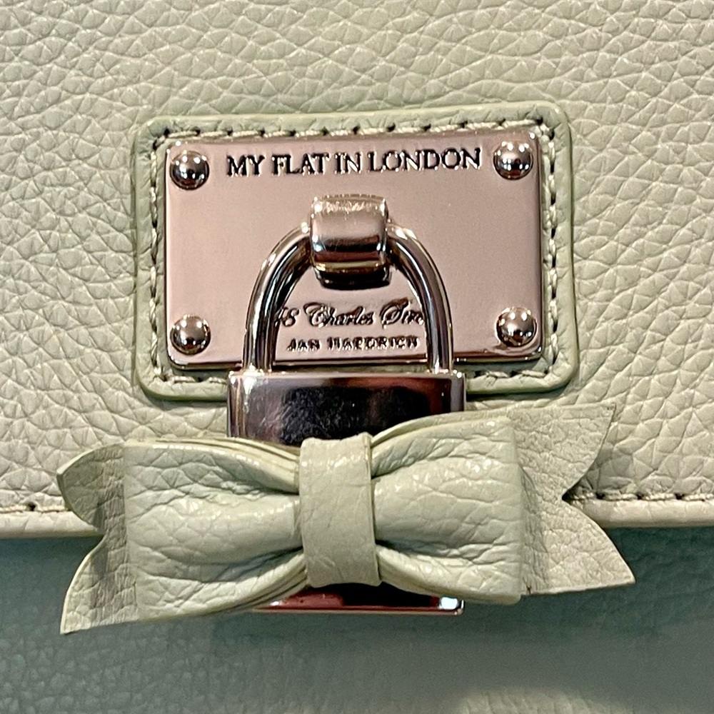 SOLD MyFlat In London Light Mint Green Leather Satchel Handbag with Bow Detail - Picture 3 of 10